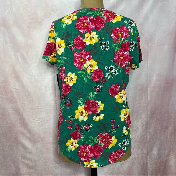 Torrid Pocket Tee Heritage Slub Green Floral NWT Size 00 - Picture 5 of 16